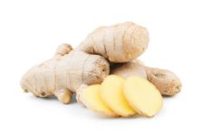 Ginger root isolated on white background as package design